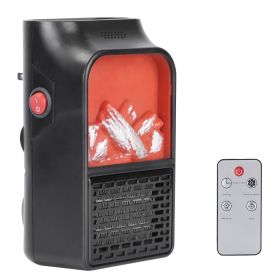 800W Plug-In Space Heater Wall Outlet Heater With 360 Degree Rotatable Plug Adjustable Temperature 2 Wind Speeds Remote Control (Option: Black)
