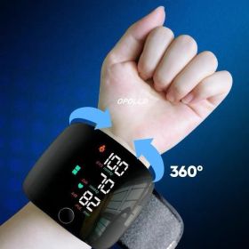 Wrist Sphygmomanometer Rechargeable Household Electronics (Option: Wrist Black English Voice-USB)